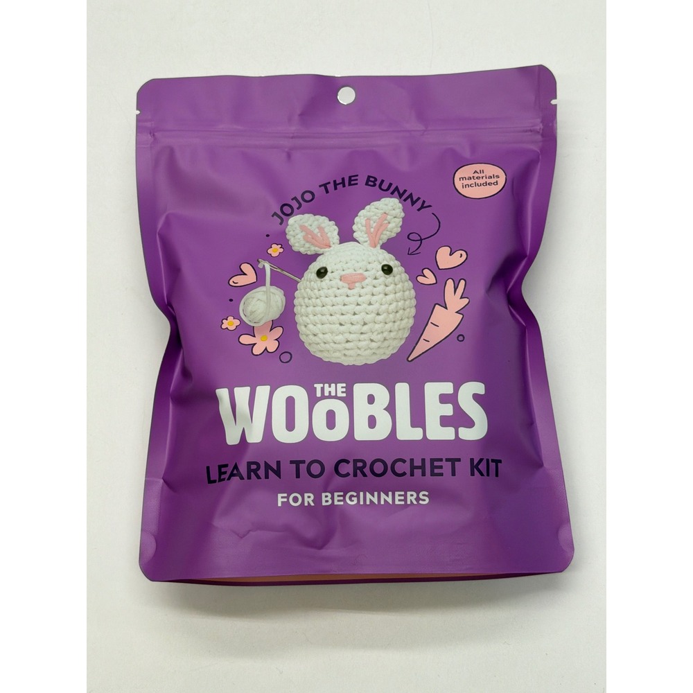 The Woobles Jojo the Bunny Learn to Crochet Kit for Beginners Amigurumi DIY NEW